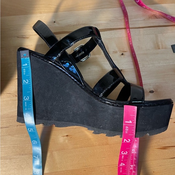 Prada Sport Black Patent Leather Wedge Platform Ankle Strap Sandals Size 39 - Picture 15 of 15